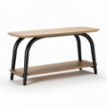 Wooden console table with metal legs and lower shelf 120 x 40 x 75cm