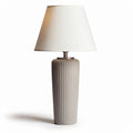 Ceramic table lamp with white fabric shade and ribbed design 25 x 25 x 50cm
