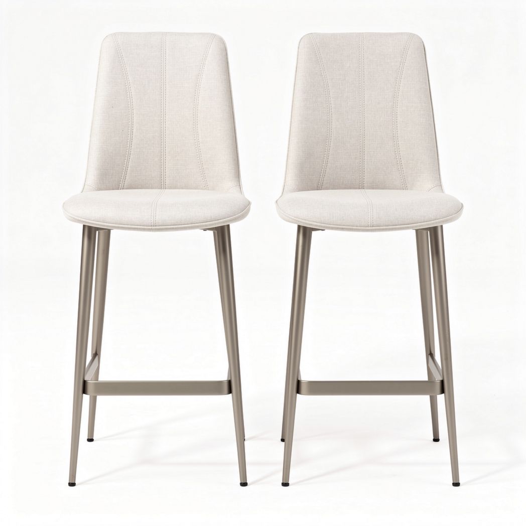 Bar stools set of two with upholstered seats and metal frames 45 x 45 x 105cm