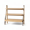 Wooden ladder shelf with three tiers and metal frame 80 x 30 x 90cm
