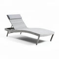 Woven outdoor lounge chair in gray with adjustable backrest and aluminum frame