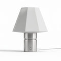 Table lamp with geometric white shade and stainless steel base 20 x 20 x 35cm