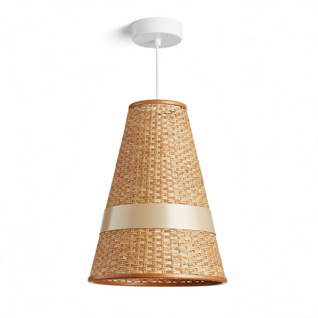 Woven rattan pendant light fixture for living room 35 x 35 x 50cm