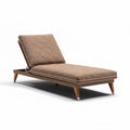 Brown upholstered chaise lounge with adjustable backrest wooden legs 190 x 80 x 40cm