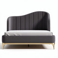 Modern upholstered bed frame with curved headboard in black faux leather 200 x 160 x 110cm