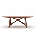 Oval coffee table with wooden legs and walnut finish 150 x 80 x 45cm